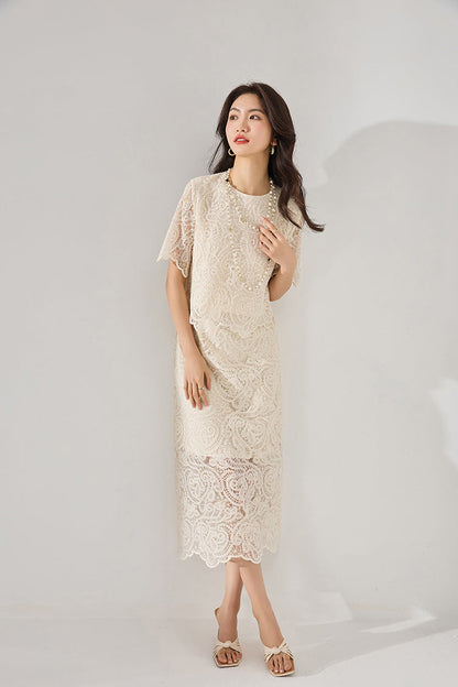 Lace-Trimmed 2-Piece Cotton Set – French-Inspired Elegance