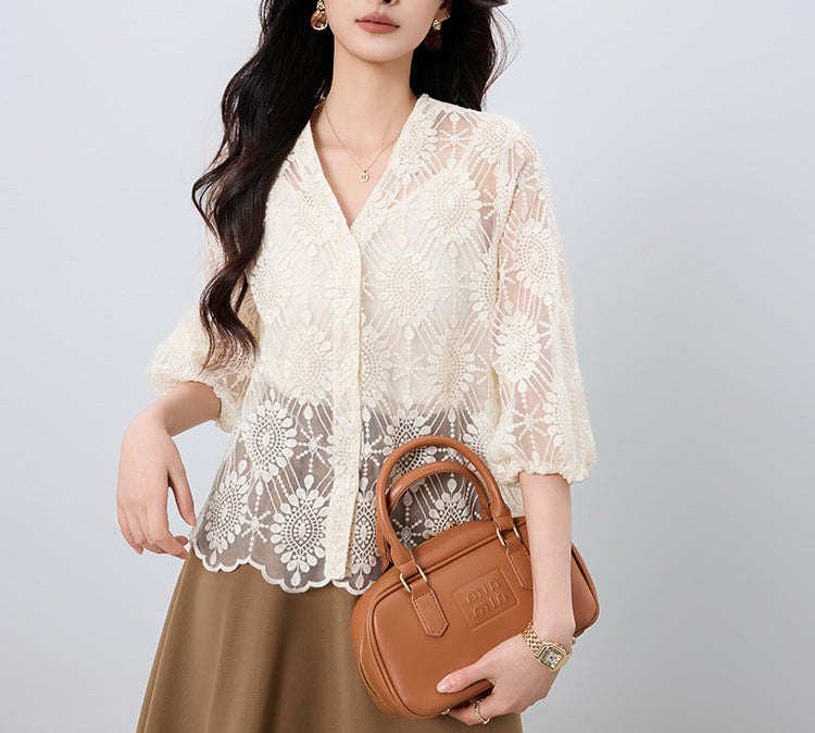 Elodie Lace Embroidered Blouse