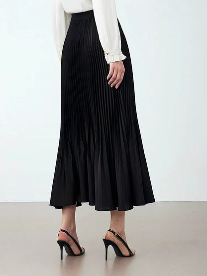 Shimmer Pleated Mermaid Midi Skirt
