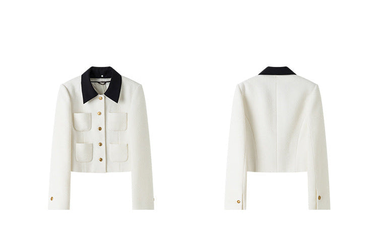 Wool Blend White Cropped Coat