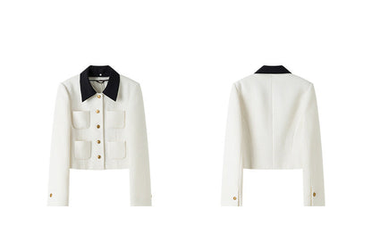Wool Blend White Cropped Coat