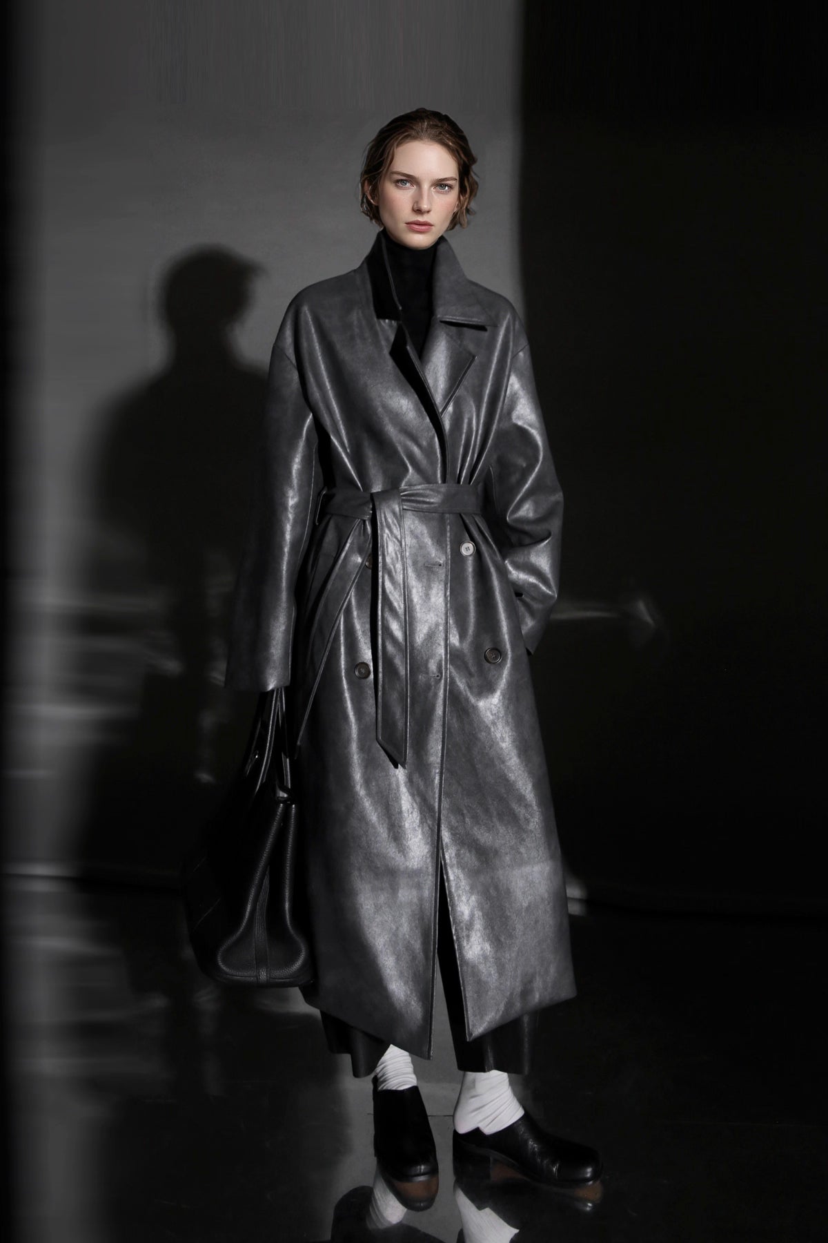 Luxury Genuine Sheepskin Trench Coat – Elegant & Timeless Design