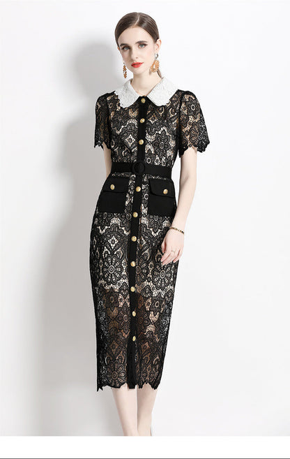 Lace Elegance Slim Fit Midi Dress