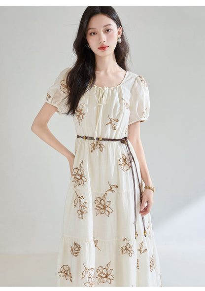 Seraphina Embroidered Square Neck Midi Dress