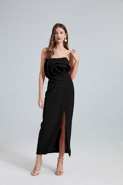 Rose Detail One-Shoulder Mermaid Evening Dress