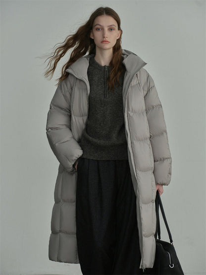 Long Hooded Duck Down Coat