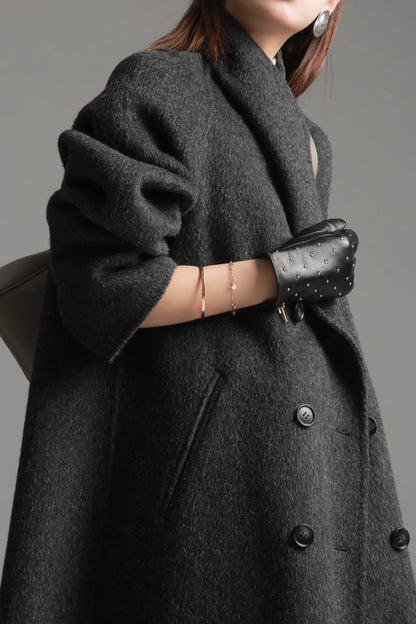 Alpaca Wool Double-Collar Coat