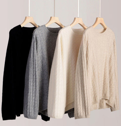 Cashmere-Blend Oversized Twist Knit Sweater