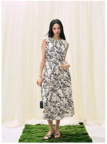 Black & White Printed Loose Fit Summer Dress
