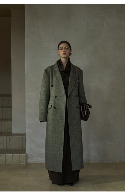 Classic Wool Belted Long Jacket Coat