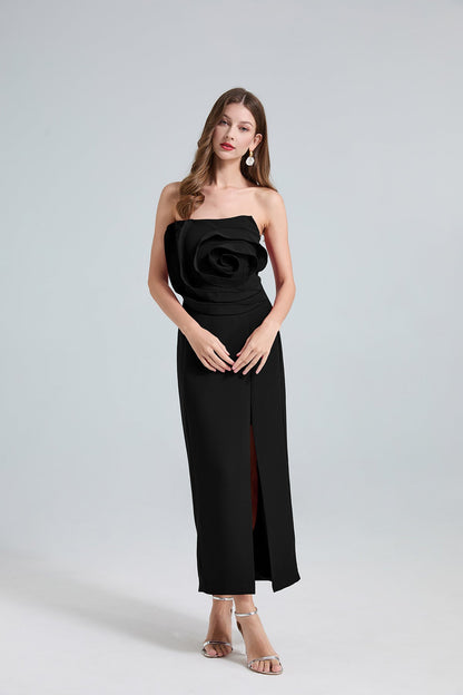Rose Detail One-Shoulder Mermaid Evening Dress