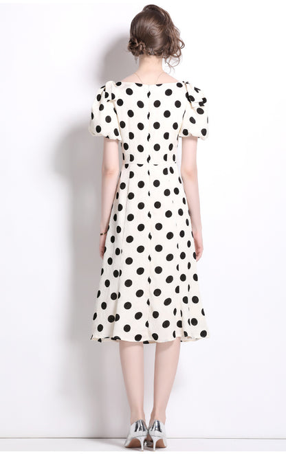 Polka Dot Bow Midi Dress