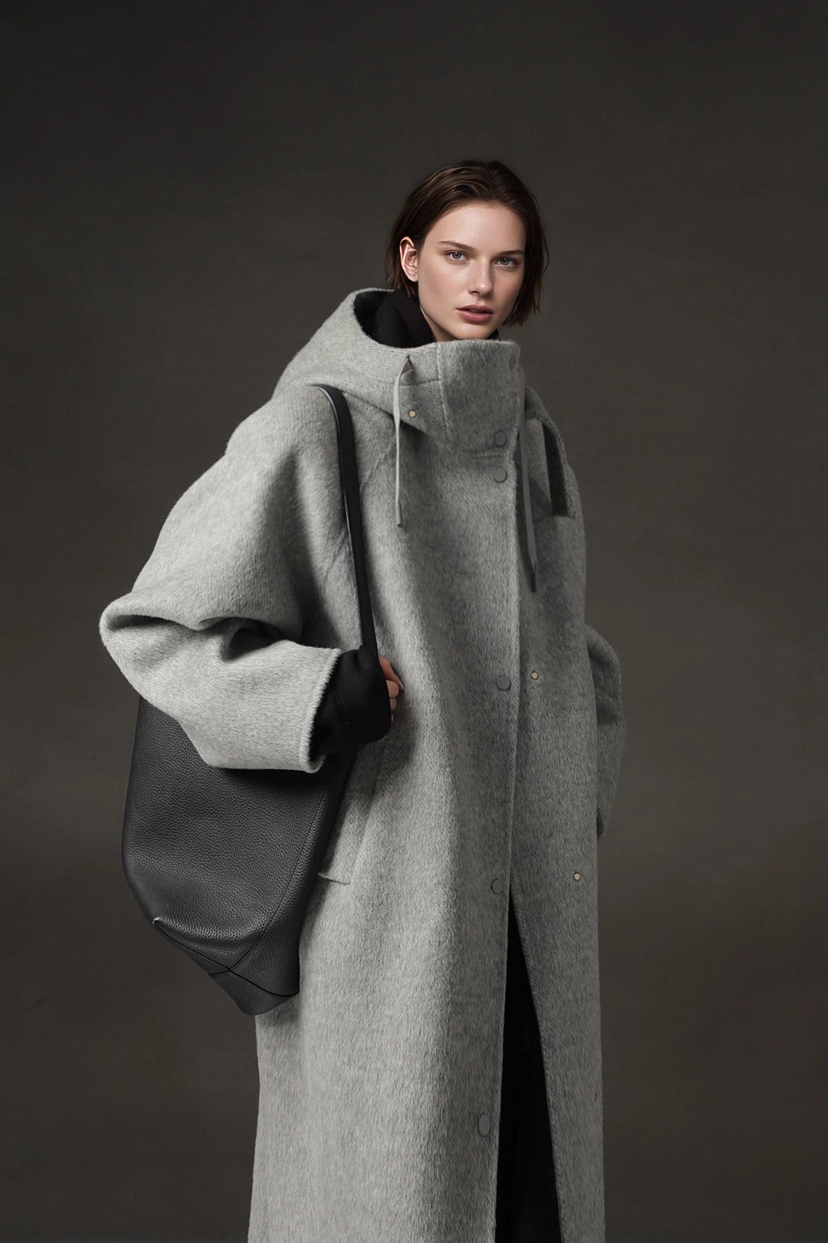 Hooded Alpaca Wool Long Coat