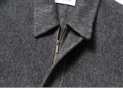 100% Wool Long Zip Coat – Timeless Warmth and Refined Simplicity