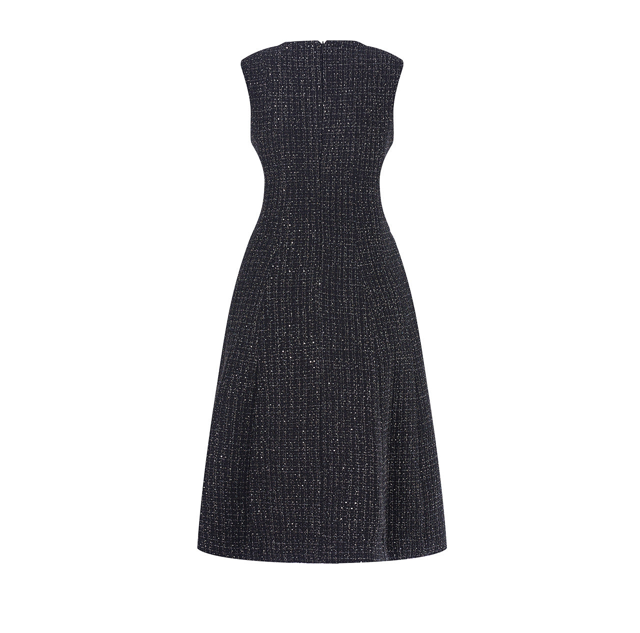 Metallic Textured French Sleeveless Midi Dress