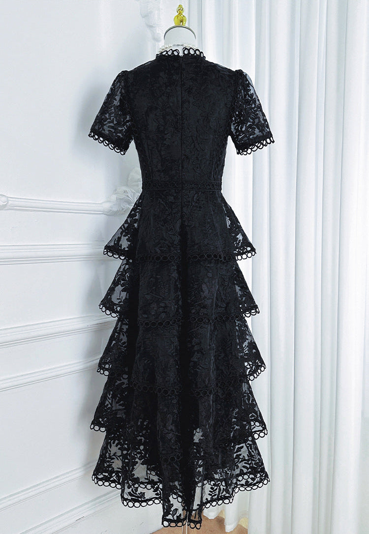 Embroidered Ruffle Tiered Maxi Dress