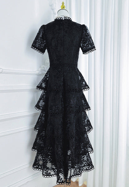 Embroidered Ruffle Tiered Maxi Dress