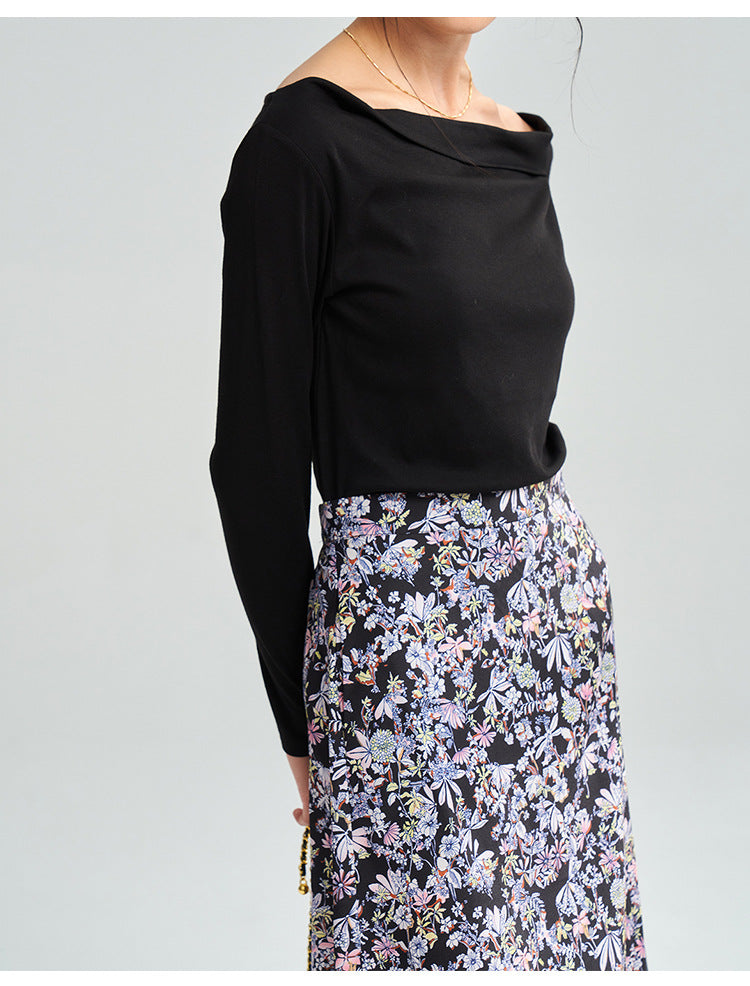 Vogue Garden High-Waist Asymmetric Floral Skirt
