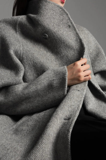 Alpaca Wool Double-Collar Coat