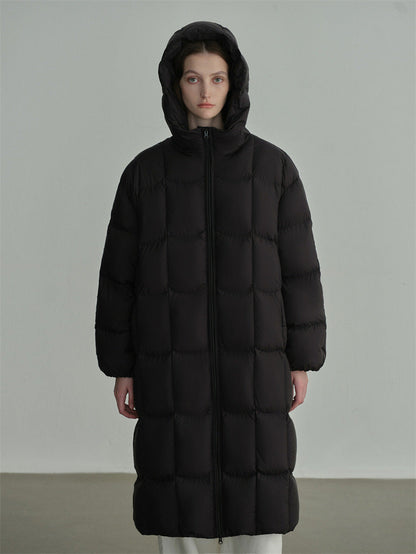 Long Hooded Duck Down Coat