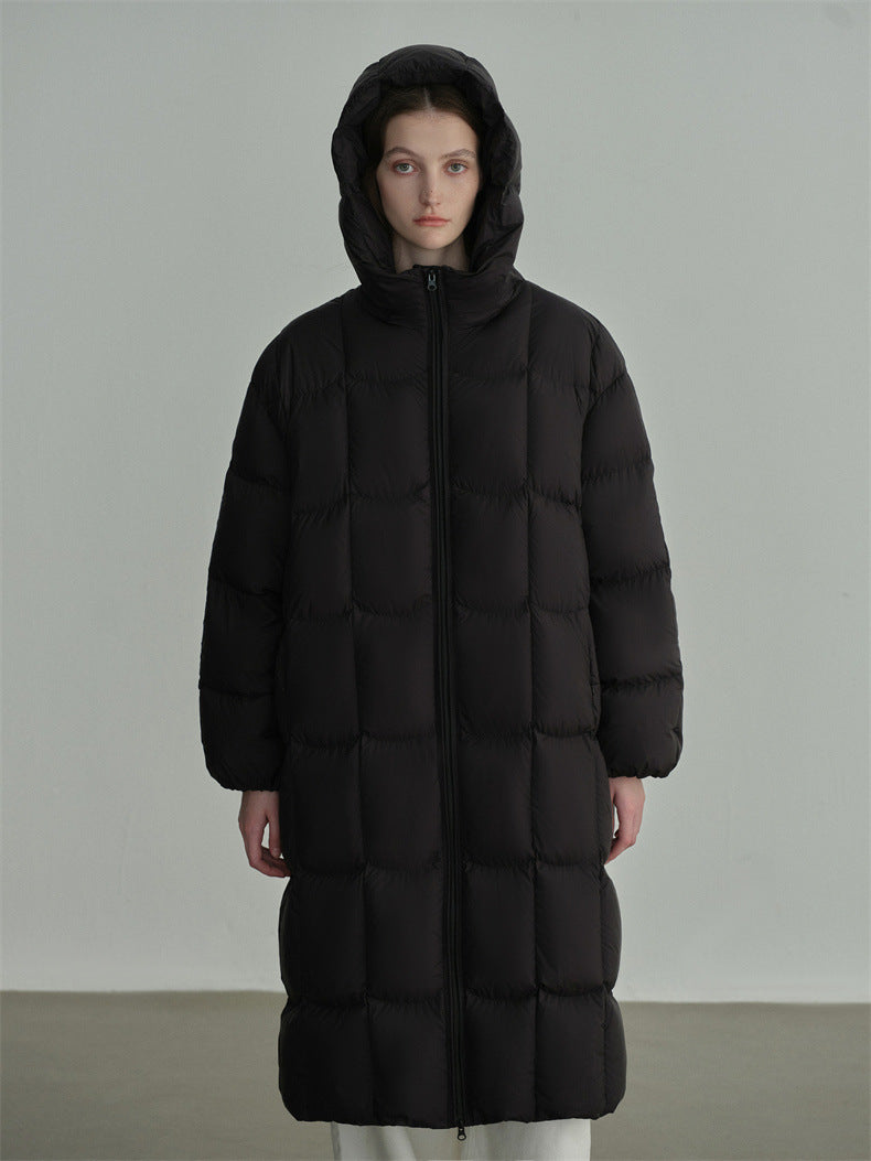 Long Hooded Duck Down Coat