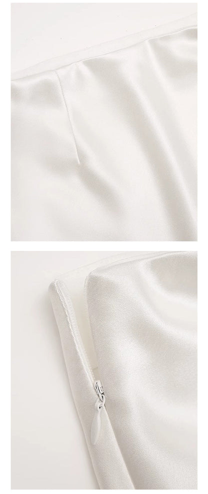 Lace-Trimmed Acetate Satin Maxi Skirt