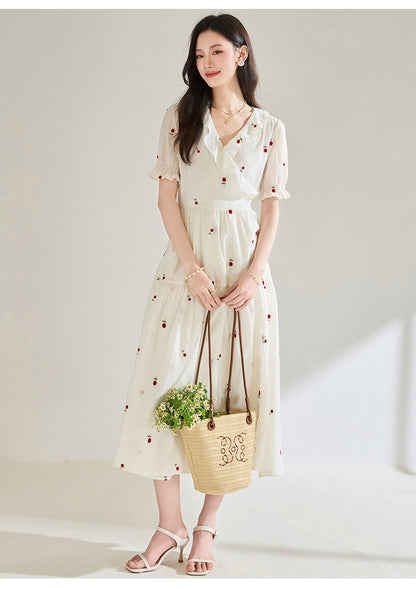 Valeria Embroidered Summer Midi Dress