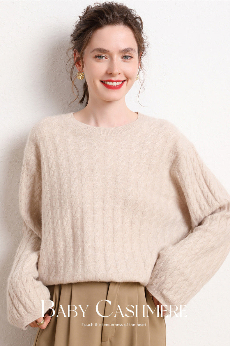 Cashmere-Blend Oversized Twist Knit Sweater