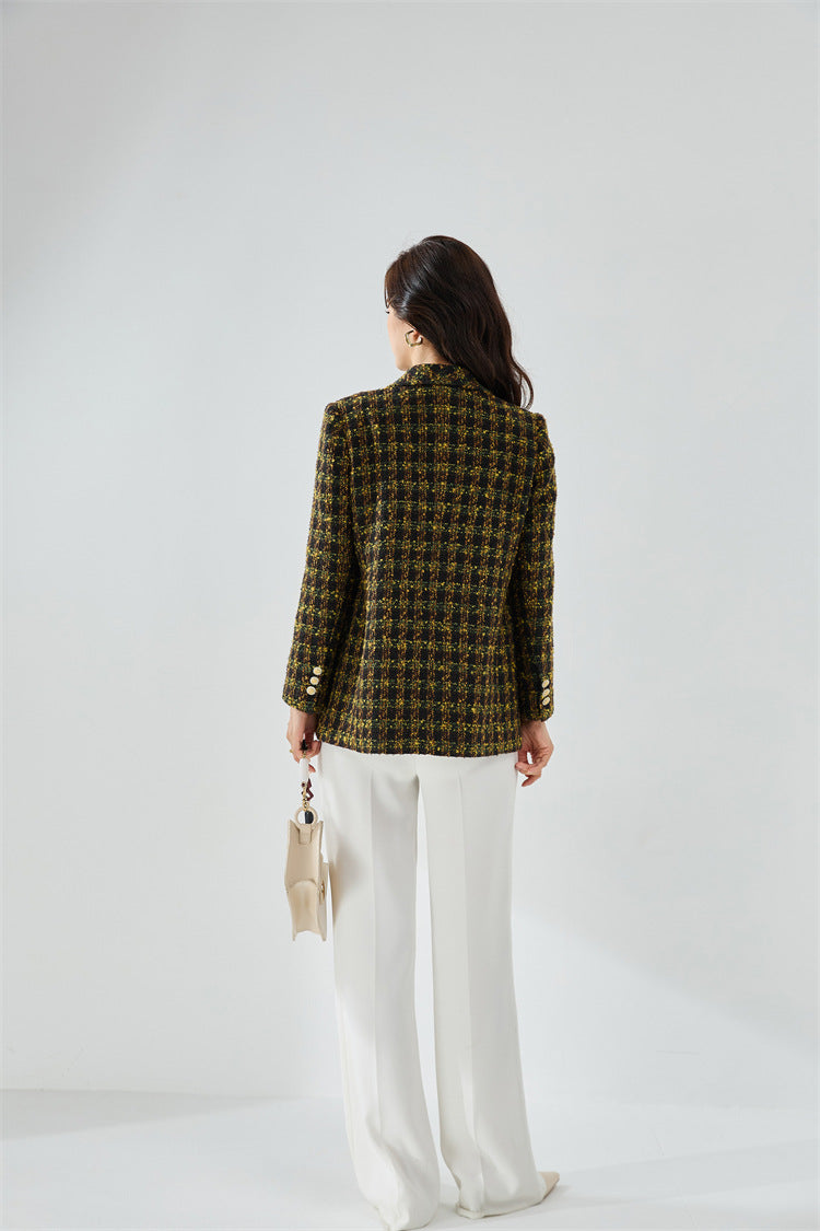 Yellow Tweed Textured Chic Blazer