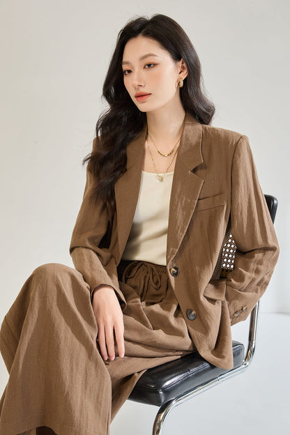 Tencel Linen Blend Tailored Suit Set