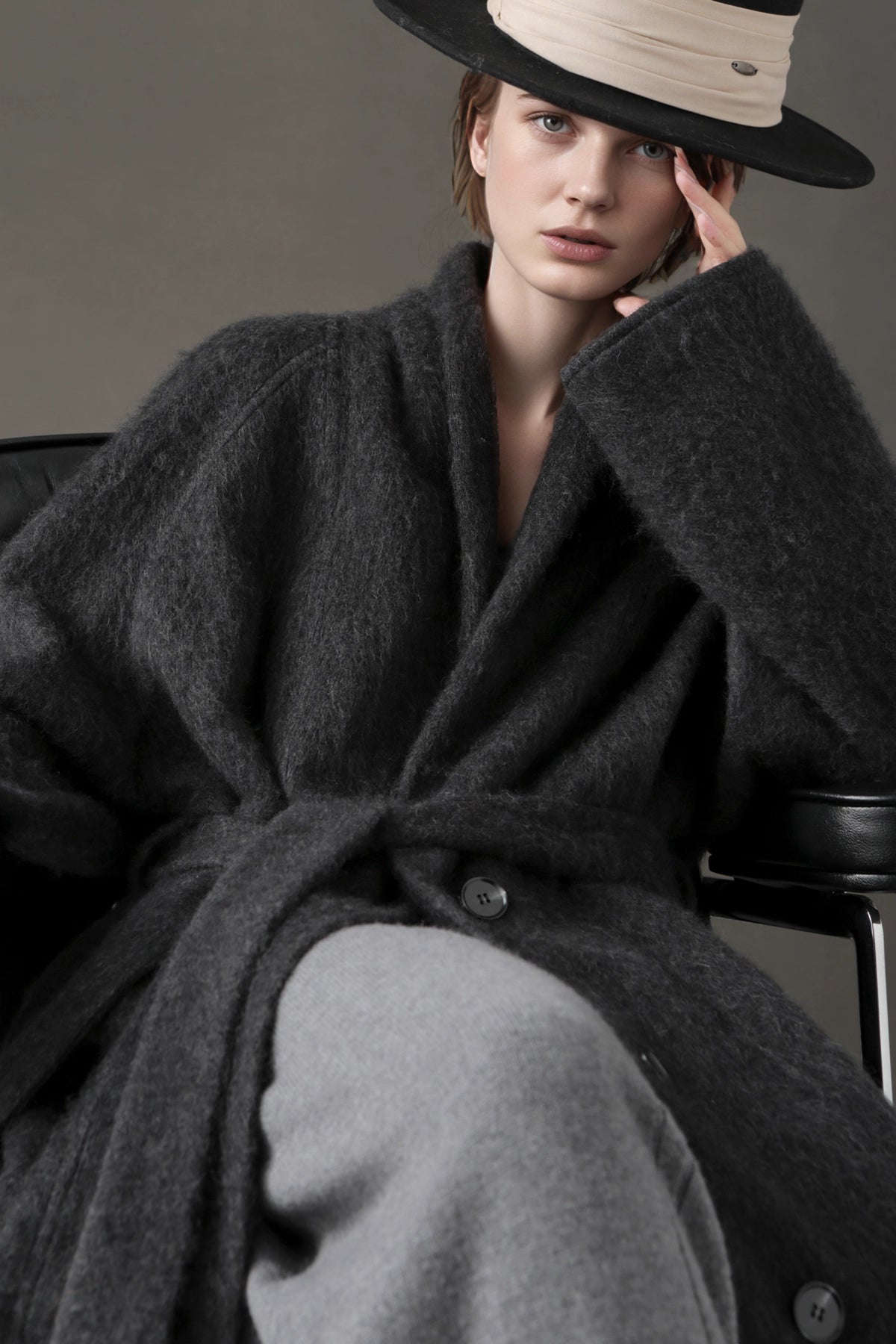 Luxury Tibetan Yak Wool Knit Coat – Belted Relaxed Fit