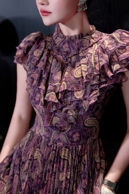 Vintage Rouge Printed Long Dress