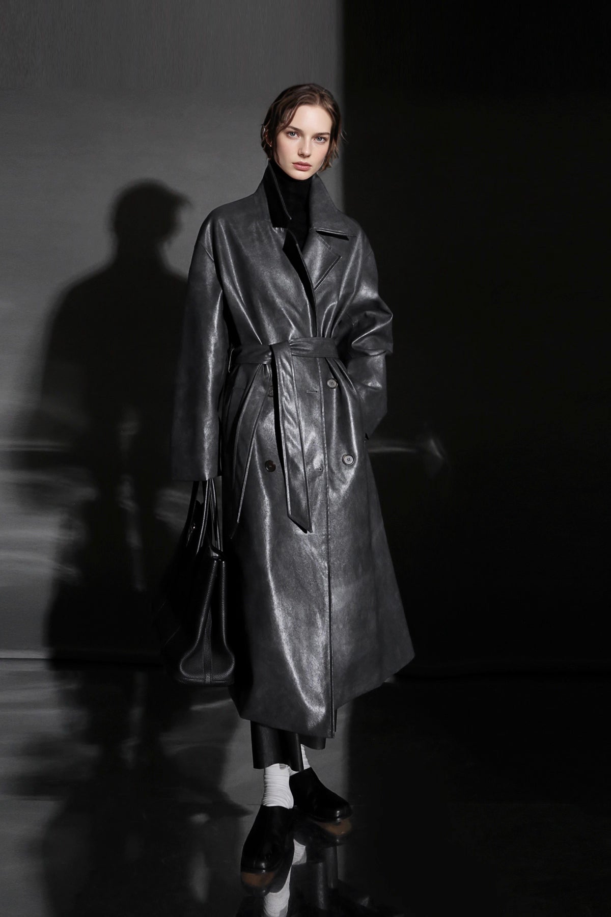 Luxury Genuine Sheepskin Trench Coat – Elegant & Timeless Design