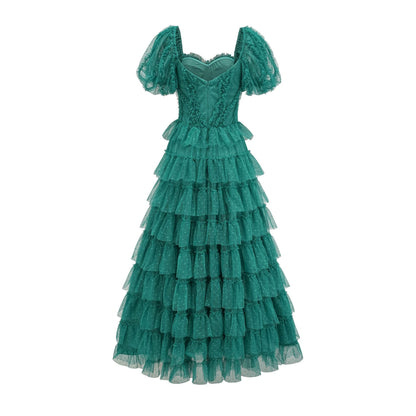 Polka Dot High-Waist Slit Maxi Dress