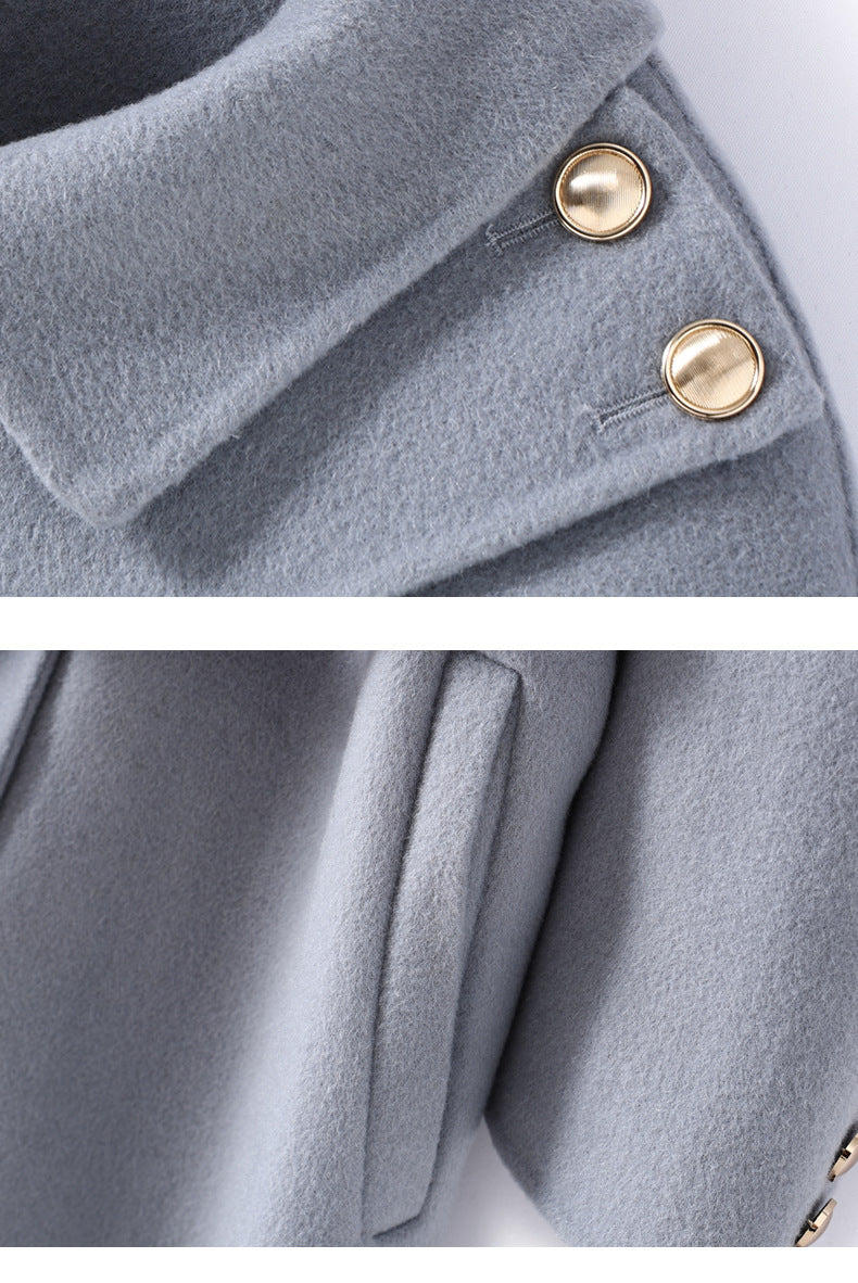 Hepburn Wool Coat with Detachable Shawl – Double-Faced 100% Wool