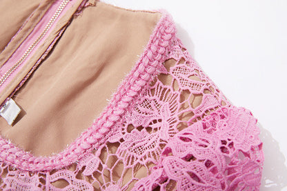 Hollow Lace Midi Dress