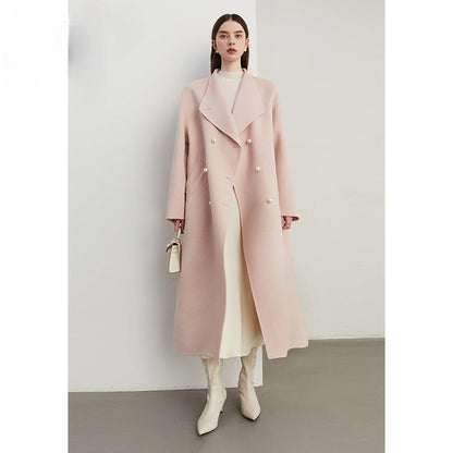 Premium 100% Wool Powder Pink Long Coat