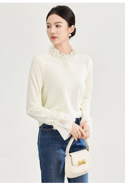 Floral Collar Velvet Blouse