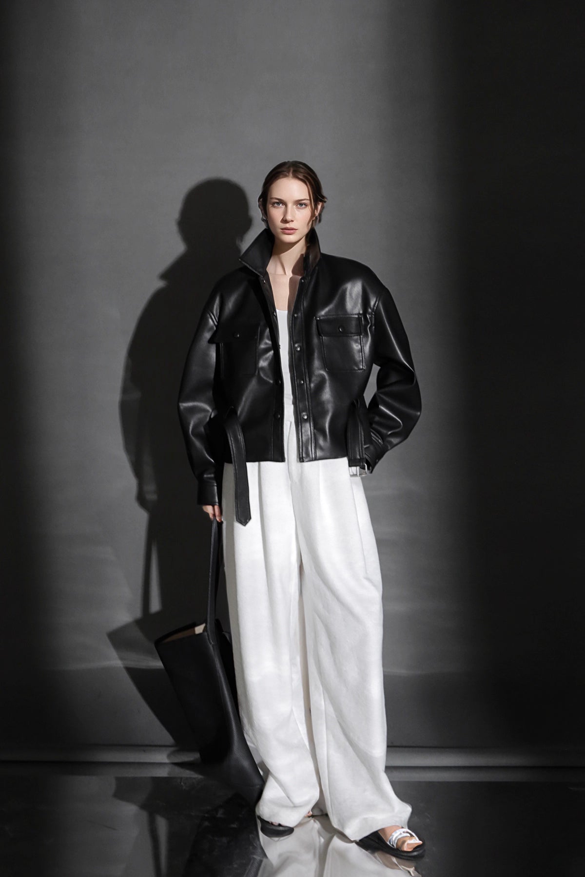 Polo Collar Genuine Lamb Leather Jacket