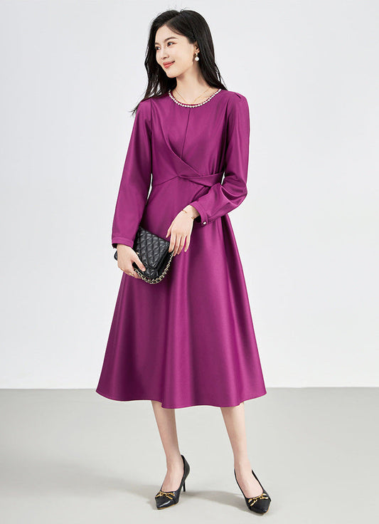 Shimmer Texture Mid-Waist Premium Midi Dress