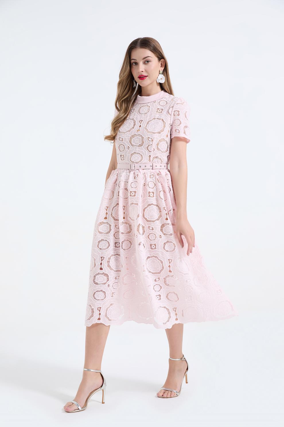 Elegant Lace Puff Maxi Dress