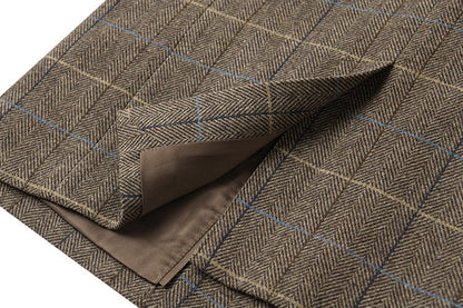 Fine Wool Plaid Oversized Blazer Coat – Coffee Brown