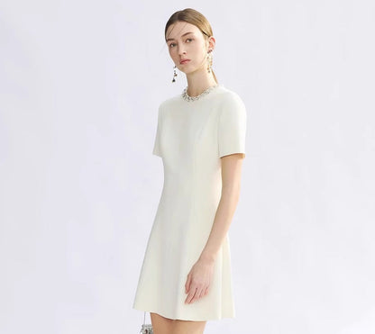 Round Neck Embellished Waist Dress