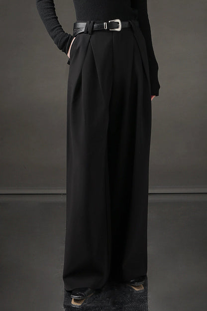 High-Waisted Wide-Leg Wool Blend Pants