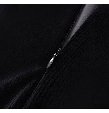 French Velvet Lace Embroidered Slim Dress