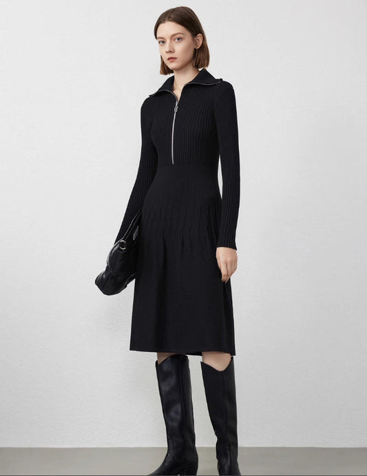 Collared Slim Fit Knit Dress