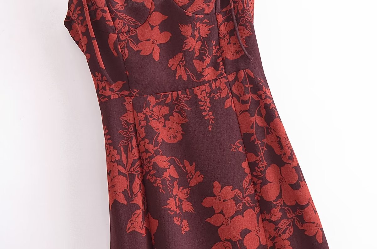 Red Strappy Tie-Waist Slit Midi Dress