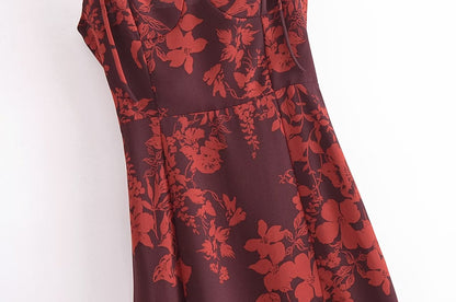 Red Strappy Tie-Waist Slit Midi Dress