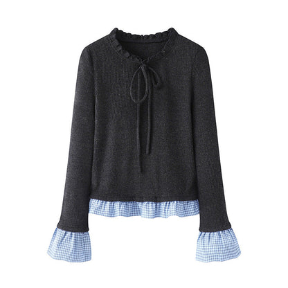 Slim Fit Knit Top with Flared Cuff Details – Long Sleeve Elegance