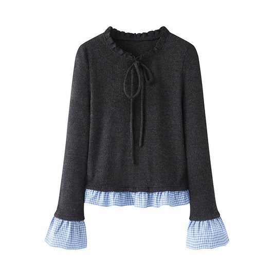 Slim Fit Knit Top with Flared Cuff Details – Long Sleeve Elegance